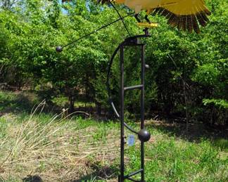 Metal Flying Gold Finch Rocker Garden Stake, Approx 75" x 60" 