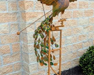 Rustic Metal Flying Peacock Rocking Lawn Stake, Approx 80" 