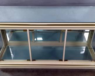 Display Cabinet With Mirrored Top And Glass Sides, Doors And Interior Shelf, 30" x 55.5" x 17.5