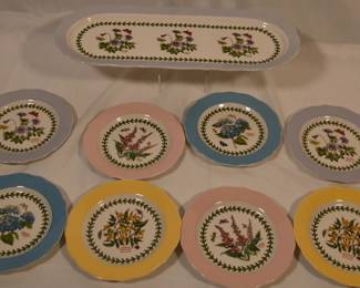  Portmeirion Botanic Garden Terrace Scalloped Edge Dessert Plate set