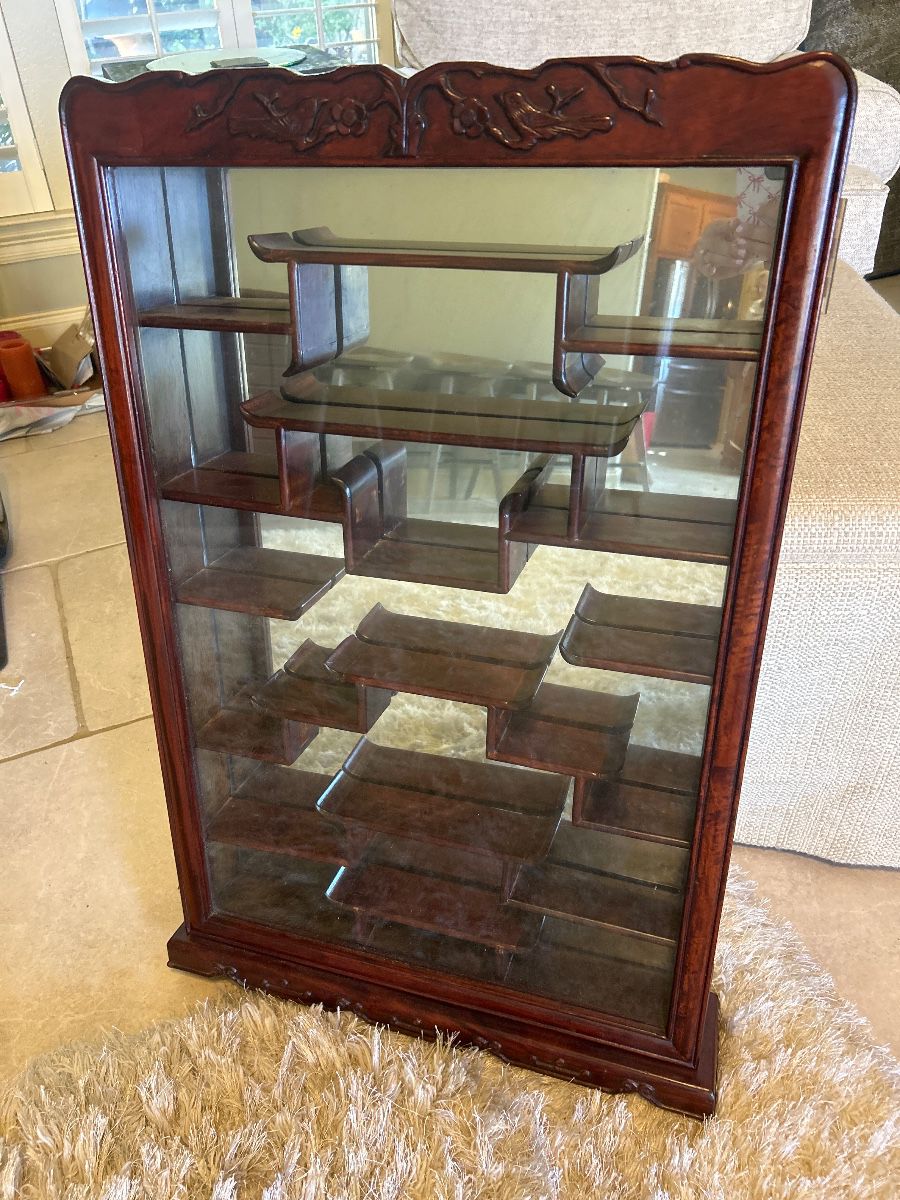 LARGE HANGING TRINKET SHELF W DOOR THAT OPENS 