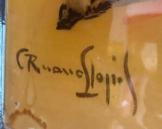 Signed Bullfighting Lithograph — Carlos Ruano Llopis (Spain/Mexico, 1878–1950) Framed signed bullfighting lithograph by listed Spanish artist Carlos Ruano Llopis (1878–1950), one of the most celebrated painters of bullfighting scenes. Dynamic composition depicting a matador and bull mid-fight, rendered in Llopis's signature loose, gestural style. Signed lower left