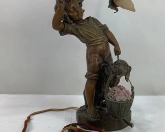 Child & Dog Statue Lamp