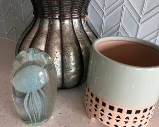 "water-toned" planters and tchotchkes