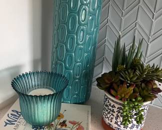 teal vases