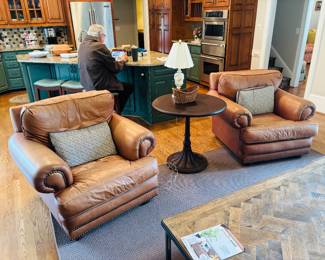 Pair of Leather Club Chairs