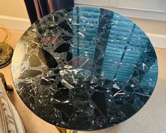 French Style Gilt Table w/ Black Marble Top
