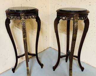 Pair of Stands w/ Black Marble Tops