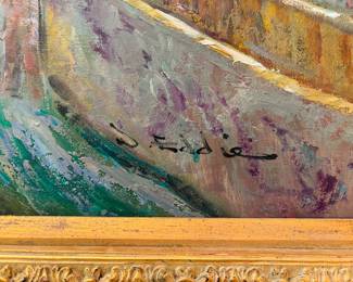 Signed Painting of European City