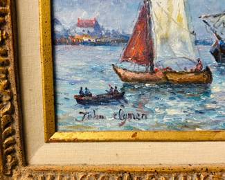 Signed Painting of Boats