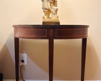 Pair of Inlayed Baker Demilune Tables