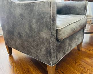 Pair of Grey Leather Lounge Chairs