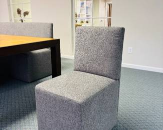 Grey Fabric Set of 4 Chairs and Bench