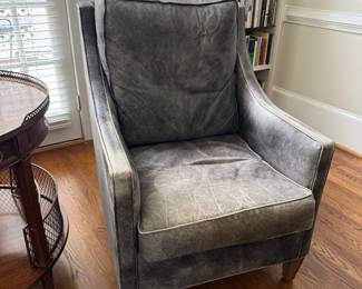 Pair of Grey Leather Lounge Chairs