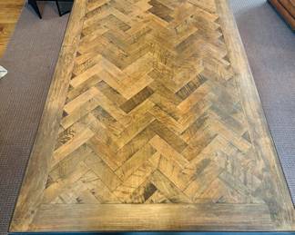 Large Wooden Coffee Table with Metal Base