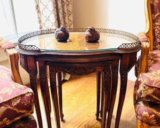 French Style Inlaid Nesting Tables