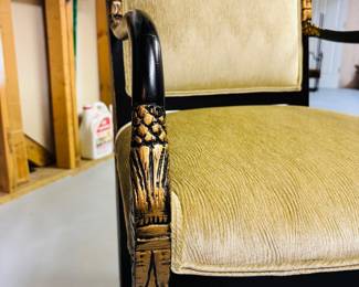Black & Gold Armchair w/ Green Fabric