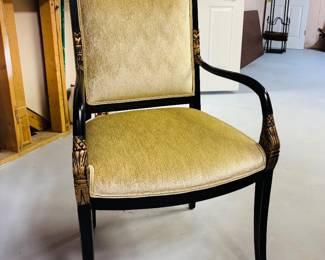 Black & Gold Armchair w/ Green Fabric