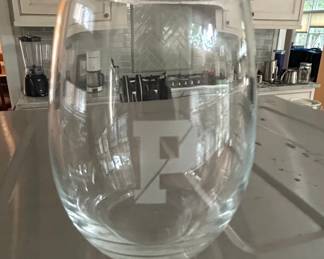 Stemless Wine Glass with Monogram F