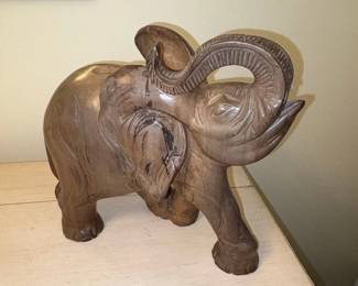 Hand Carved Wooden Elephant Figurine