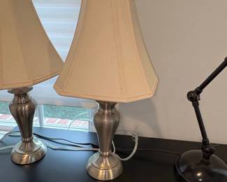 Set of Brushed Nickel Transitional Table Lamps