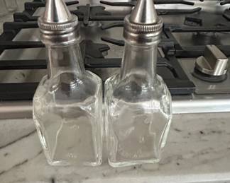 Glass Cruet Set with Metal Caps