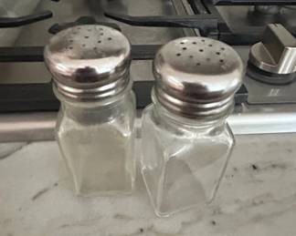 Glass Salt and Pepper Shakers with Metal Lids