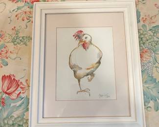 Gayle Vialli Watercolor Chicken Art