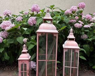 Pink Metal Lantern Set