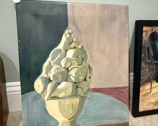 Still Life Painting of Fruit in a Pedestal Bowl second image