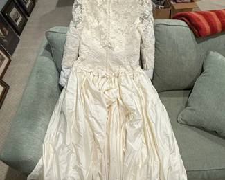 Vintage Ivory Satin and Lace Wedding Dress second image