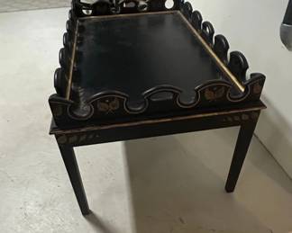Vintage Black Lacquered Chinoiserie Tray Table with Gilt Decoration second image