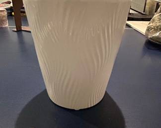 White Ceramic Planter with Swirl Pattern