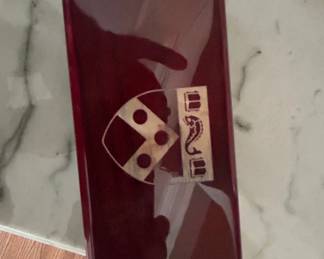 Maroon Lacquered Wood Presentation Box with Sommelier Set