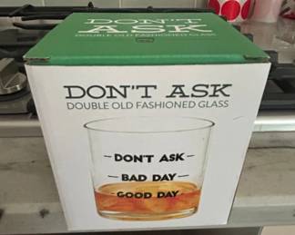 Twos Company Dont Ask Double Old Fashioned Glass
