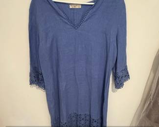 PLS Fashion Pre Collection Blue Linen Blend Dress