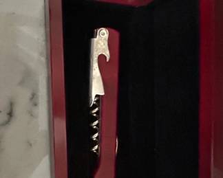 Maroon Lacquered Wood Presentation Box with Sommelier Set second image