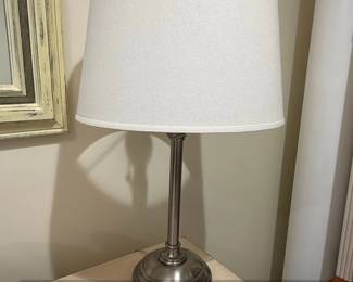 Brushed Nickel Table Lamp with White Drum Shade second image