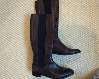 Womens Dark Brown Leather KneeHigh Boots