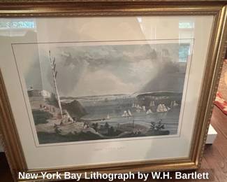 New York Bay Lithograph by W.H. Bartlett