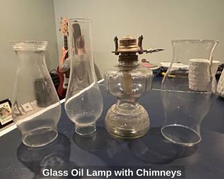 Glass Oil Lamp with Chimneys