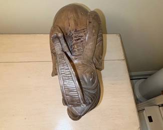 Hand Carved Wooden Elephant Figurine fourth image