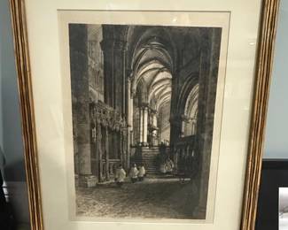 Canterbury Cathedral The Pilgrims Aisle Etching by Haig