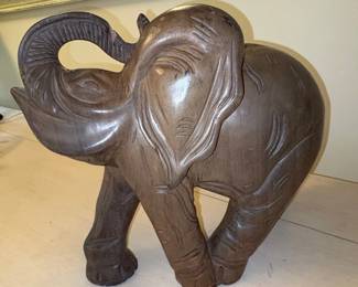 Hand Carved Wooden Elephant Figurine third image