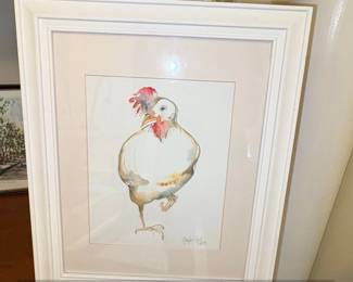 Framed Watercolor Painting of a Chicken by Gage Viale, fourth image