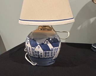 Shard Pottery Maine Ceramic Table Lamp with Dutch Canal House Scene