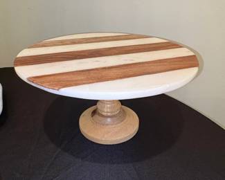 Marble and Wood Stripe Cake Stand