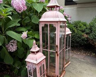 Pink Metal Lantern Set fourth image