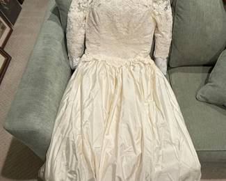 Vintage Ivory Satin and Lace Wedding Dress