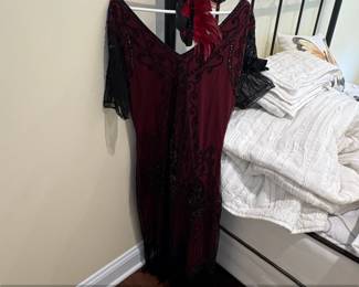 s Flapper Dress with Beaded Embellishments and Feathered Headband